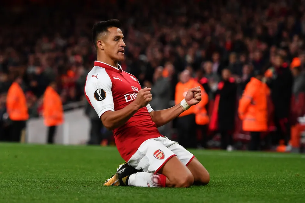 Alexis Sanchez mừng bàn thắng. Ảnh: Getty Images