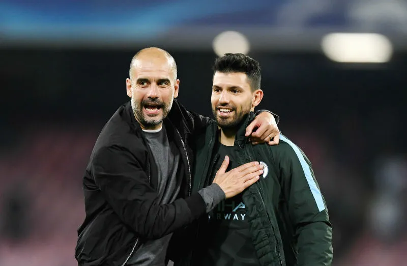 HLV Pep Guardiola rất tự tin về hàng công như những Sergio Aguero vẫn đang rất xuất sắc. Ảnh: Getty Images 