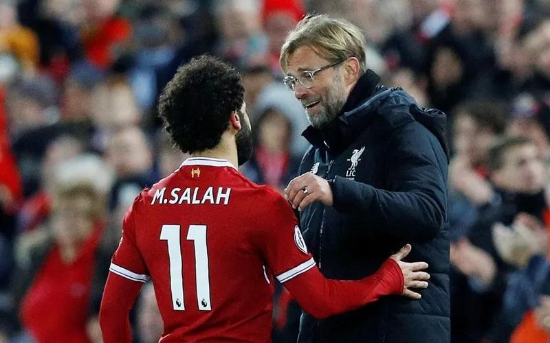 HLV Jurgen Klopp hạnh phúc khi chứng kiến ngôi sao số 1 của mình bùng nổ trở lại. Ảnh: Getty Images 