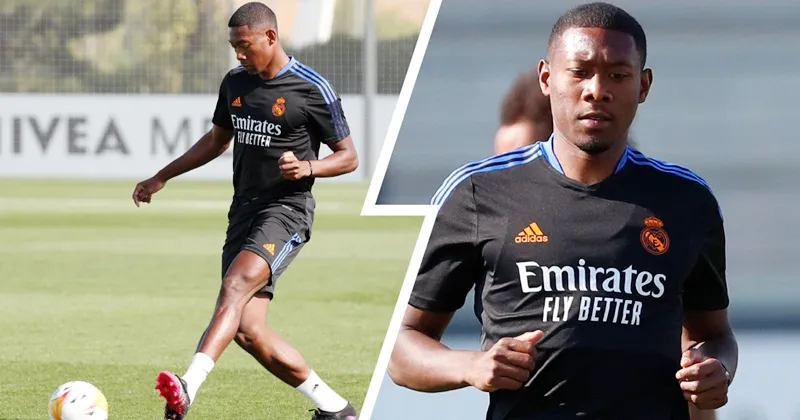 David Alaba trong buổi tập đầu tiên cùng Real Madrid, trước khi bị xác định mắc Covid-19.