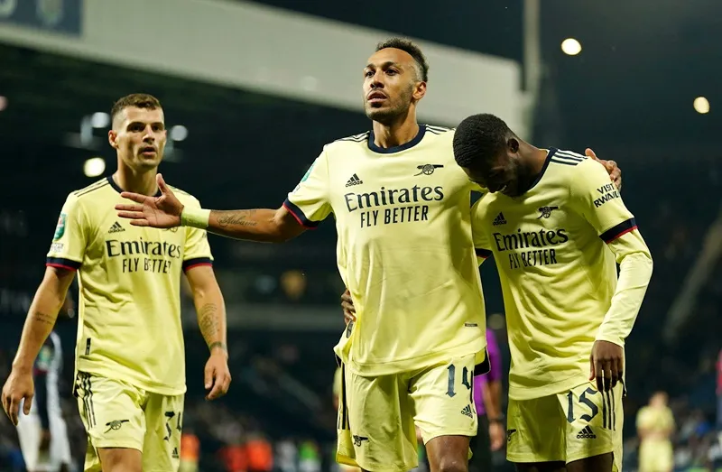 Pierre-Emerick Aubameyang đã “thông nòng” với một cú hat-trick. Ảnh: Getty Images