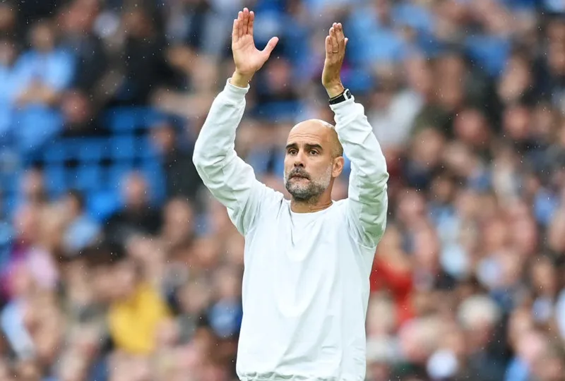 HLV Pep Guardiola khẳng định hài lòng với đội hình hiện tại. Ảnh: Getty Images
