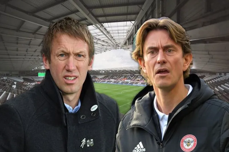 Thomas Frank (phải) đang chờ một cơ hội tương tự như đồng nghiệp Graham Potter.