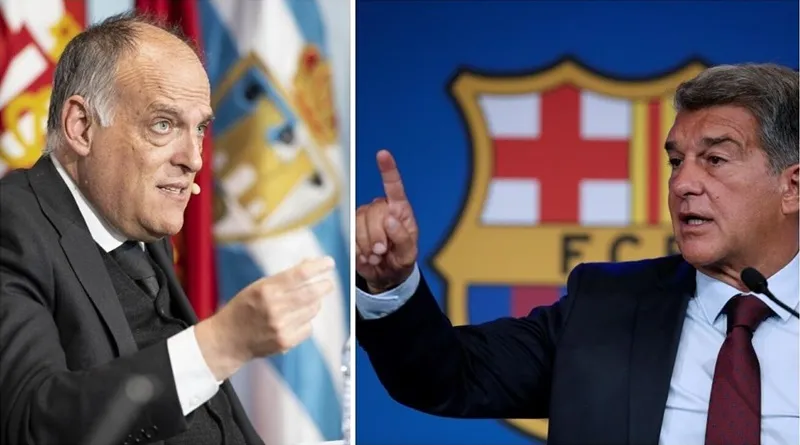 Laporta và Chủ tịch La Liga, Javier Tebas tiếp tục những màn đấu tố căng thẳng.