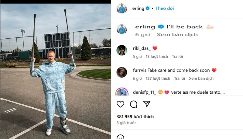 Erling Haaland mượn câu nói của Arnold Schwarzenegger trong phim Terminator để thể hiện quyết tâm trở lại của mình