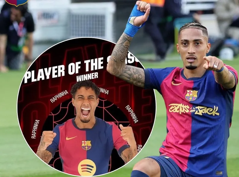 Raphinha của Barcelona được vinh danh Cầu thủ xuất sắc nhất mùa giải La Liga 2024-25.