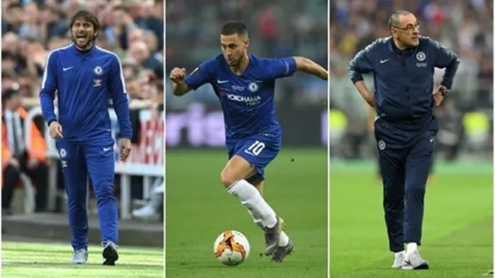 Antonio Conte, Eden Hazard và Maurizio Sarri