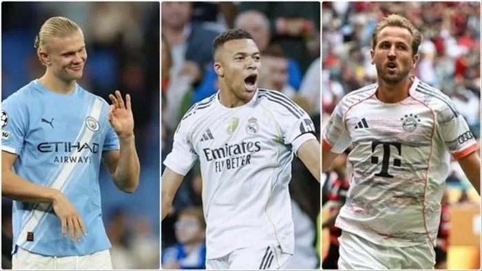 Erling Haaland (Manchester City), Kylian Mbappe (Real Madrid) và Harry Kane (Bayern Munich)