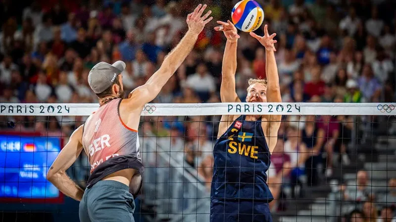David Ahman và Jonatan Hellvig của Thụy Điển đánh bại Nils Ehlers và Clemens Wickler của Đức tại chung kết Olympic Paris 2024.