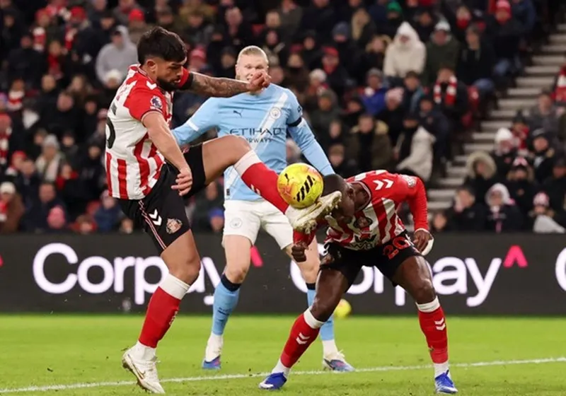Erling Haaland của Man.City không ghi bàn trong cả 2 trận đấu với Sunderland mùa này.