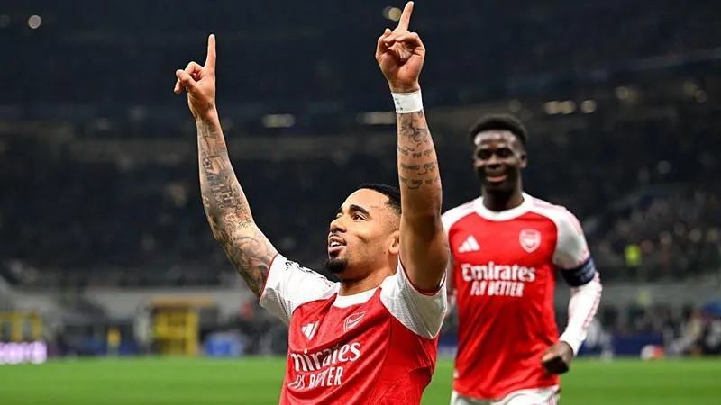 Gabriel Jesus ghi cú đúp giúp Arsenal giành chiến thắng 3-1 ngay trên sân Inter Milan.