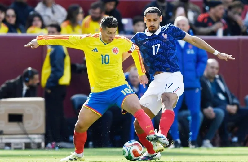 James Rodriguez thi đấu 63 phút trong trận thua 1-3 của Colombia trước Pháp vào Chủ nhật.