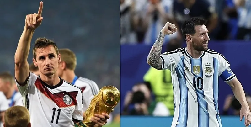 Klose chúc mừng Messi phá kỷ lục ghi bàn tại World Cup