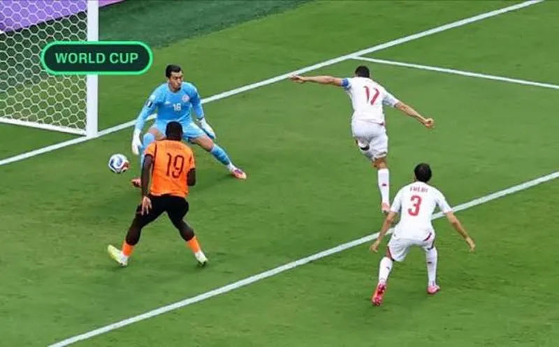 Bàn phản lưới nhà của Ellyes Skhiri (17) trong trận thua 1-3 của Tunisia trước Hà Lan.