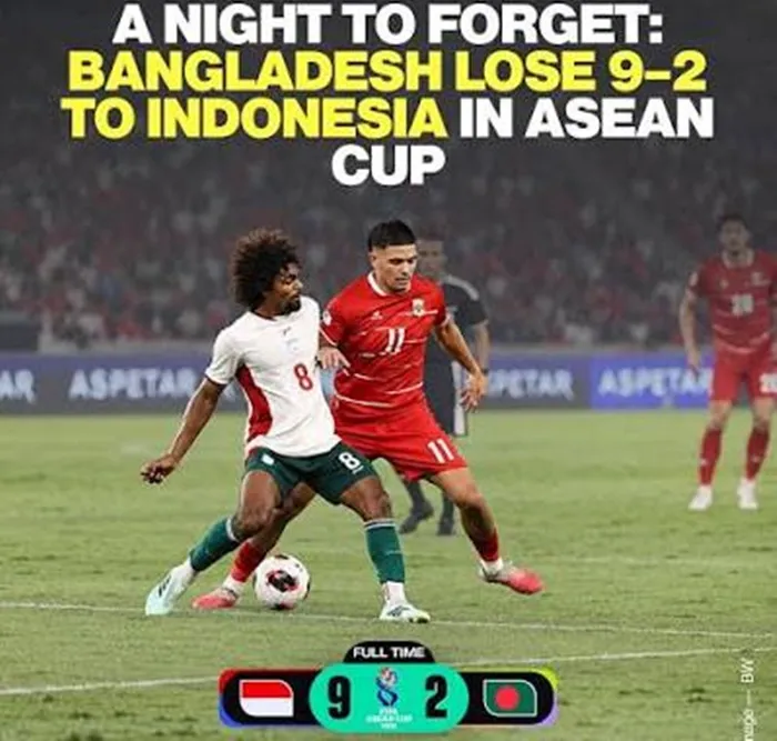 Indonesia thắng Bangladesh 9-2 giành vé vào chung kết FIFA ASEAN Cup