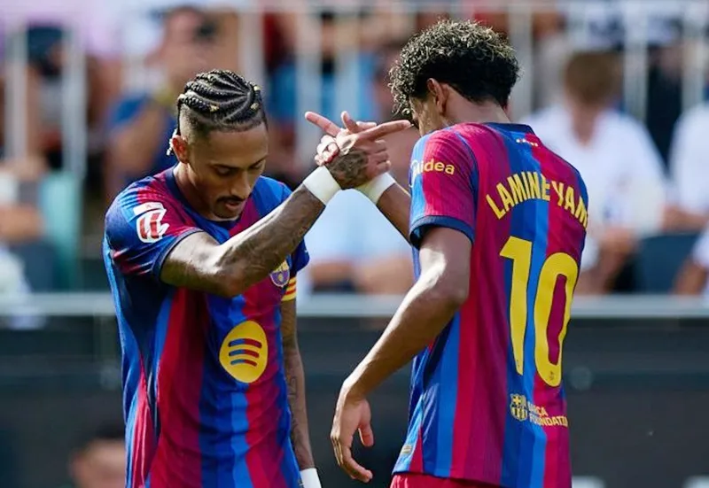 Raphinha trở lại và Lamine Yamal đang sung sức là tin vui với Barcelona. Ảnh: THX