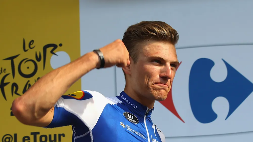 Marcel Kittel trên bục nhận thưởng.