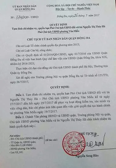 Nghi “hành” dân, Phó Chủ tịch UBND phường Văn Miếu bị tạm đình chỉ  ảnh 1