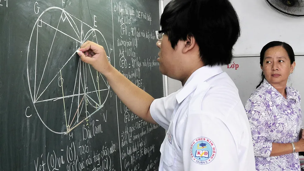 Tiết học Toán lớp 9 tại Trường THCS Kim Đồng, quận 5, TPHCM    Ảnh: MAI HẢI