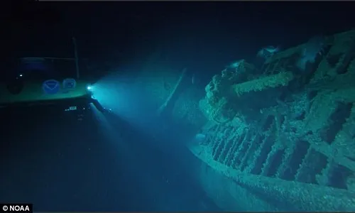 Xác tàu ngầm U-576 của phát xít Đức dưới đáy biển North Carolina. Ảnh: NOAA