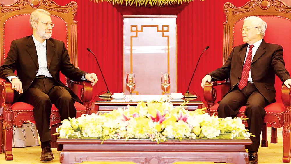 Tổng Bí thư  Nguyễn  Phú Trọng  tiếp Chủ tịch Quốc hội Iran Ali Ardeshir Larijani.  Ảnh: TTXVN