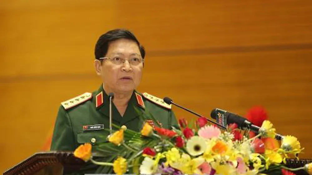 Đại tướng Ngô Xuân Lịch, Bộ trưởng Bộ Quốc phòng phát biểu. Ảnh: TTXVN