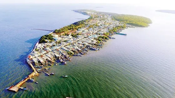 Xã đảo Thạnh An nhìn từ trên cao