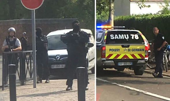 Cảnh sát phong tỏa hiện trường vụ tấn công ở Trappes, ngoại ô Paris, Pháp, ngày 23-8-2018. TWITTER