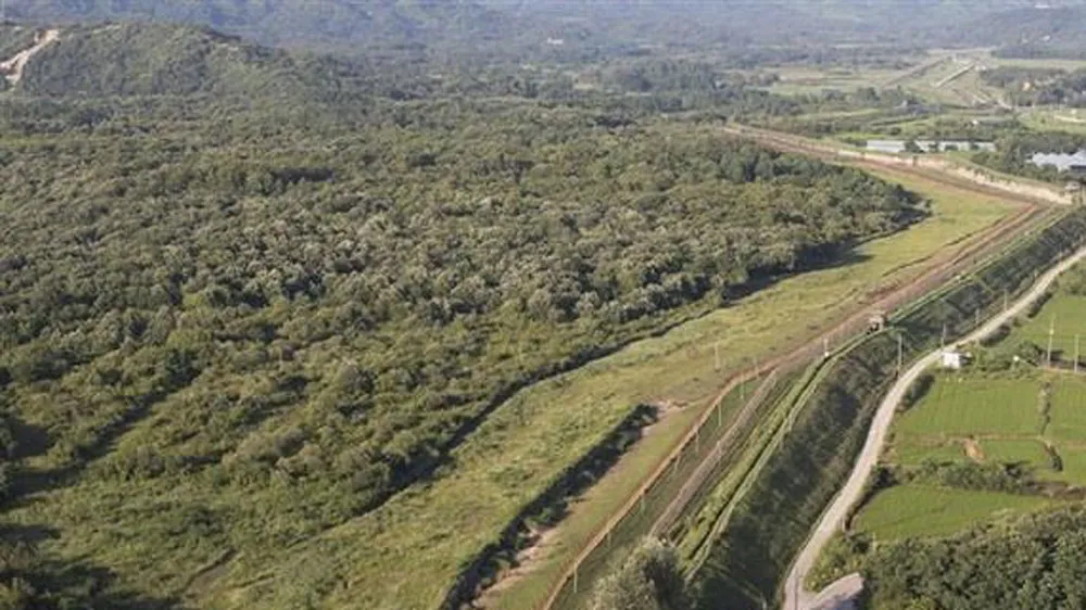 Quang cảnh khu phi quân sự liên Triều (DMZ) tại Cheorwon, tỉnh Gangwon, Hàn Quốc. Nguồn: TTXVN