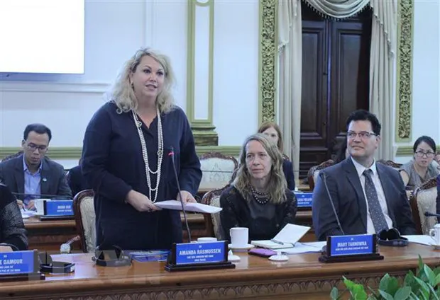 Bà Amanda Rasussen, Chủ tịch AmCham Việt Nam. Ảnh: TTXVN