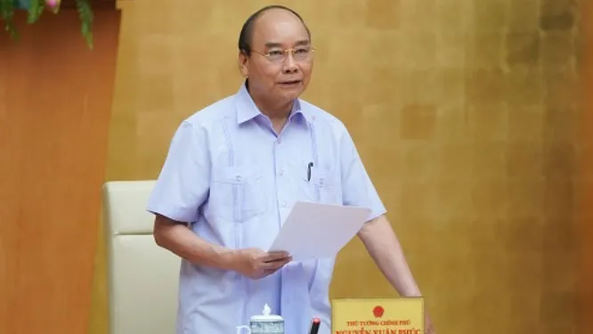 Thủ tướng Nguyễn Xuân Phúc phát biểu kết luận cuộc họp. Ảnh: VGP