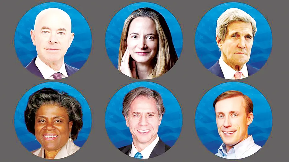 Một số ứng viên nội các của ông Joe Biden, hàng trên: Alejandro Mayorkas,  Avril Haines, John Kerry; hàng dưới: Linda Thomas-Greenfield,  Antony Blinken, Jake Sullivan