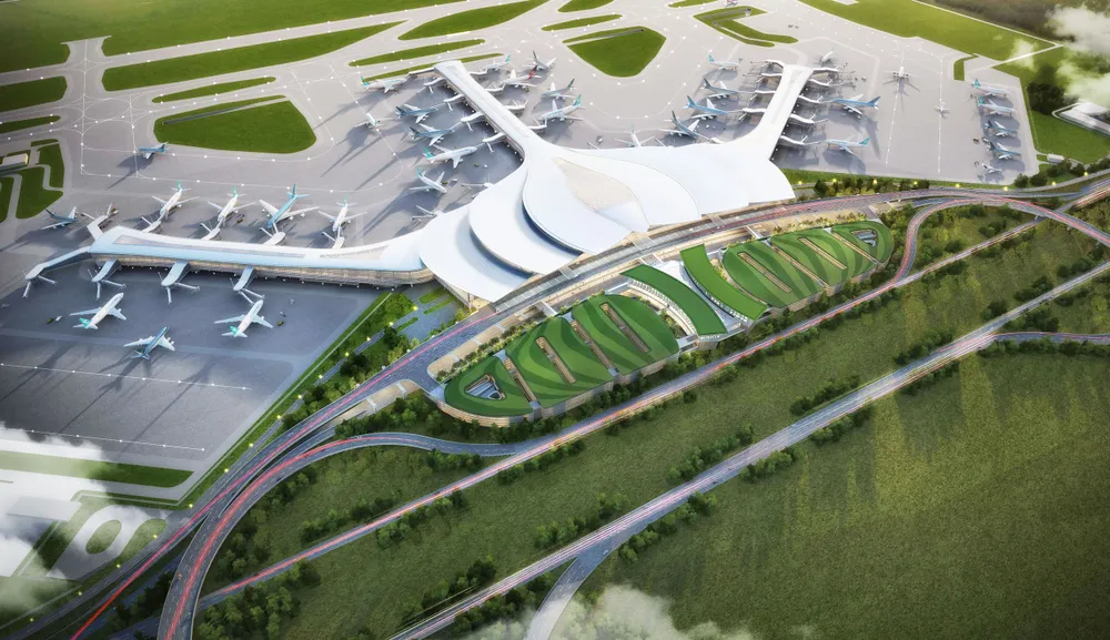 Phối cảnh Cảng hàng không quốc tế Long Thành. Đồ họa: TRÍ THẾ - NGỌC TRÂM (Nguồn: ACV) 