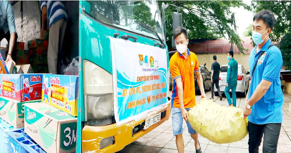 Chuyến xe yêu thương của Tỉnh đoàn Bình Phước hỗ trợ người dân TPHCM
