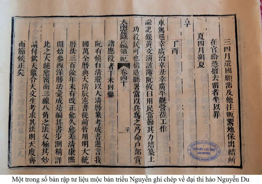 Sưu tập bản rập tư liệu mộc bản triều Nguyễn ghi chép về Đại thi hào Nguyễn Du