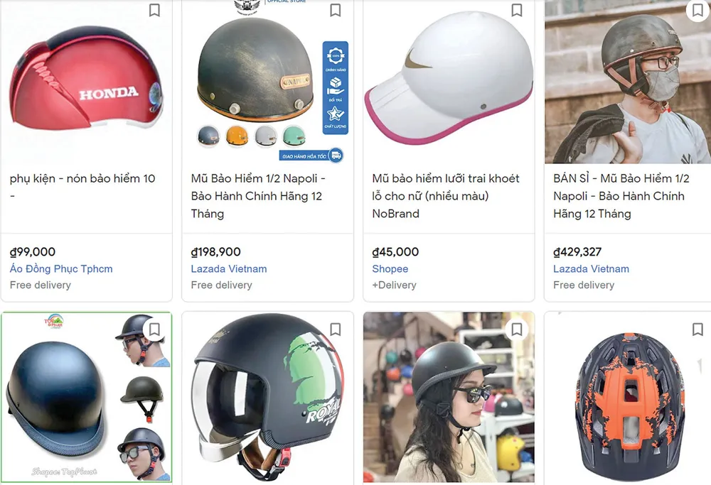 Nón bảo hiểm giá rẻ bán tràn ngập trên mạng