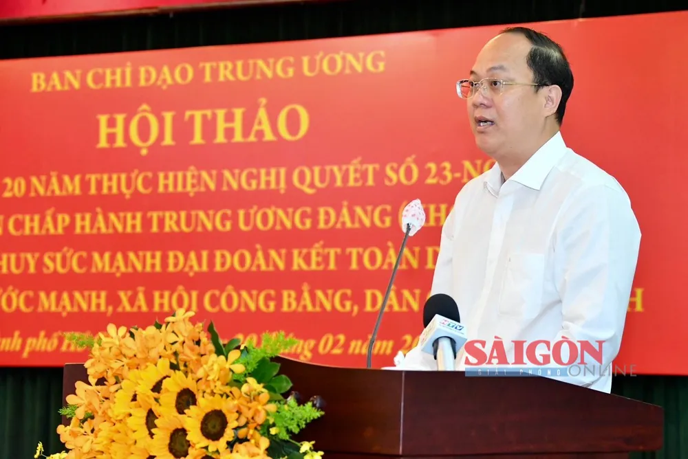 Phó Bí thư Thành ủy TPHCM Nguyễn Hồ Hải trình bày tham luận. Ảnh: VIỆT DŨNG Phó Bí thư Thành ủy TPHCM Nguyễn Hồ Hải trình bày tham luận. Ảnh: VIỆT DŨNG