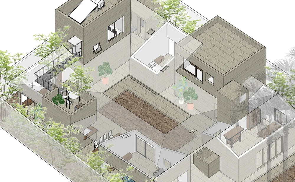 Phối cảnh thiết kế công trình Nhà Hóc Môn. Ảnh: TAA Design