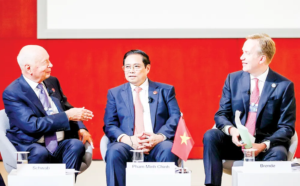 Thủ tướng Phạm Minh Chính dự phiên Đối thoại chiến lược quốc gia Việt Nam - Diễn đàn Kinh tế thế giới. Ảnh: TTXVN