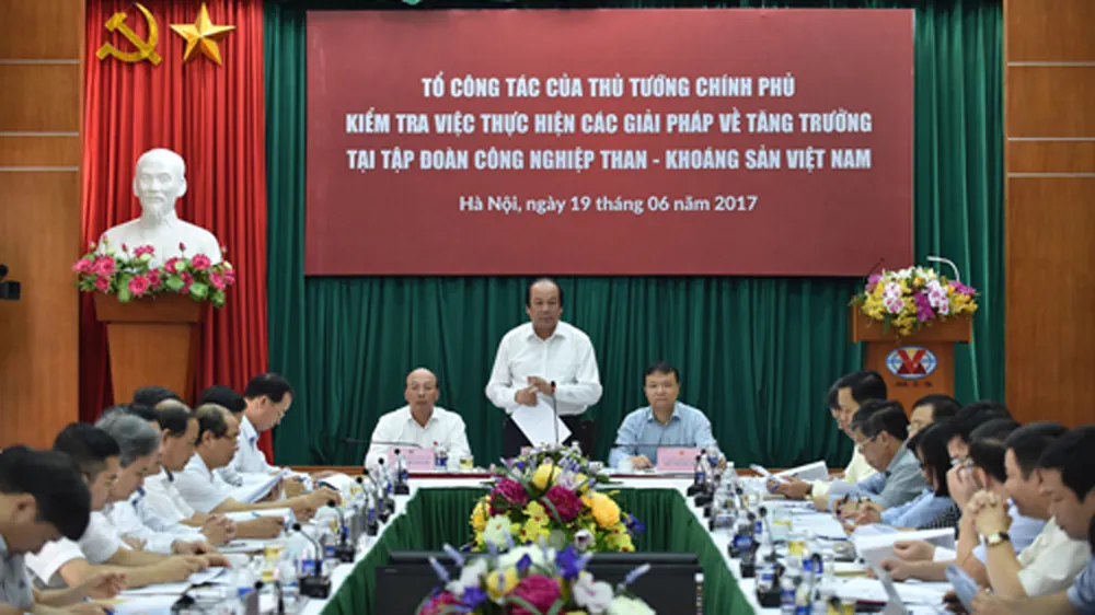 Bộ trưởng, Chủ nhiệm VPCP Mai Tiến Dũng phát biểu tại cuộc làm việc với TKV. Ảnh: VGP