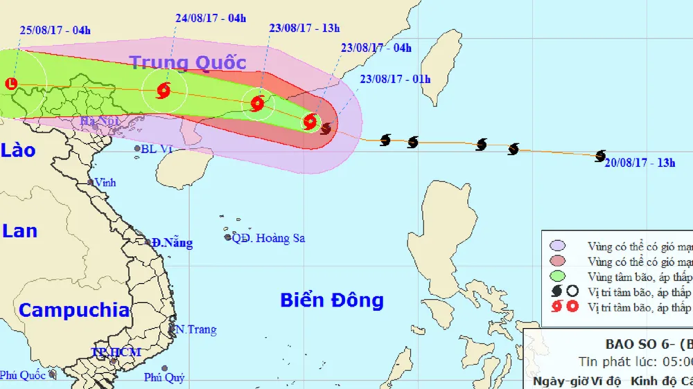 Bão số 6 sẽ đi vào tỉnh Quảng Đông-Trung Quốc, Bắc bộ có mưa dông diện rộng ảnh 1