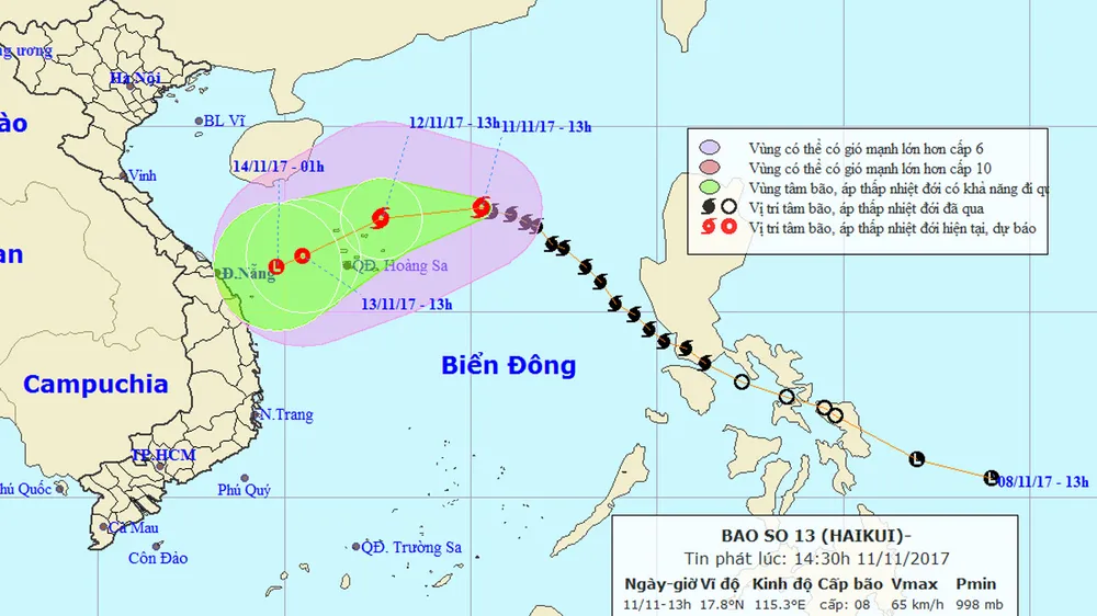  Trong 24 đến 48 giờ tới, bão số 13 suy yếu dần thành áp thấp nhiệt đới ảnh 1