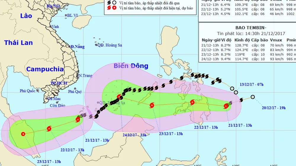 Thông tin mới nhất về bão Kai-tak và bão Tembin ảnh 1