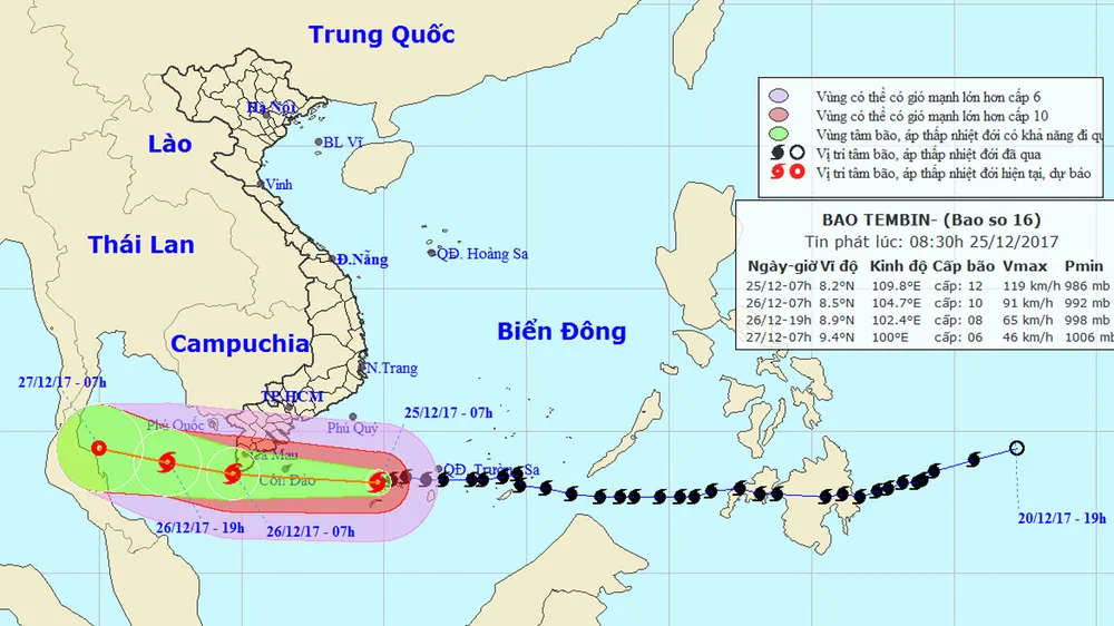 “Siêu bão” Tembin đổ bộ vào Nam bộ với cấp độ mạnh hơn bão lịch sử Linda ảnh 1