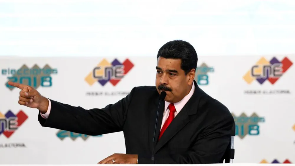 Tổng thống Venezuela Nicolas Maduro, trong lễ mừng tái đắc cử tại Caracas, ngày 22-5-2018. Ảnh: REUTERS