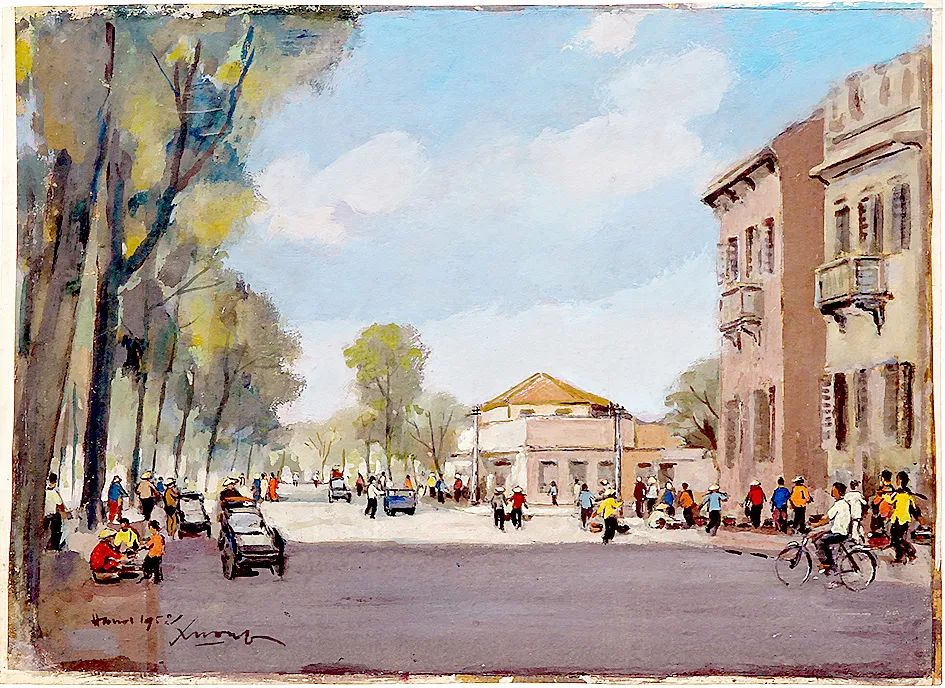 Hà Nội xưa qua tranh họa sĩ tài hoa Lê Văn Xương ảnh 1