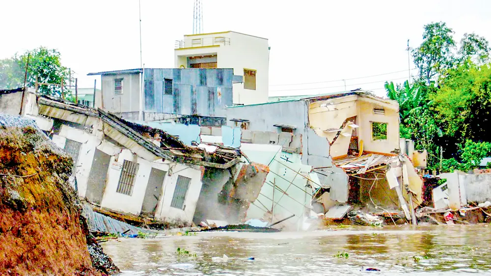  Vụ sạt lở tại huyện Chợ Mới, tỉnh An Giang trong năm 2018. Ảnh: PHAN THANH