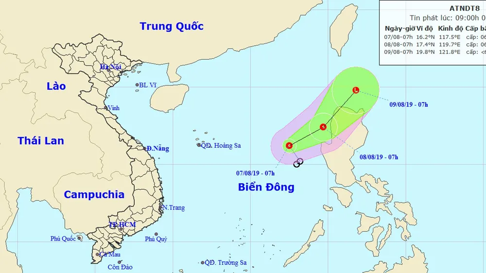 Vị trí và đường đi của áp thấp nhiệt đới. Nguồn: TTDBKTTVTW