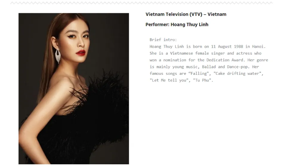 Hoàng Thùy Linh dự Liên hoan Ca nhạc Truyền hình châu Á - Thái Bình Dương