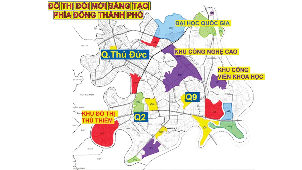 Phối cảnh gắn kết Khu Công nghệ cao TPHCM với  các đơn vị để hình thành Khu đô thị sáng tạo phía Đông